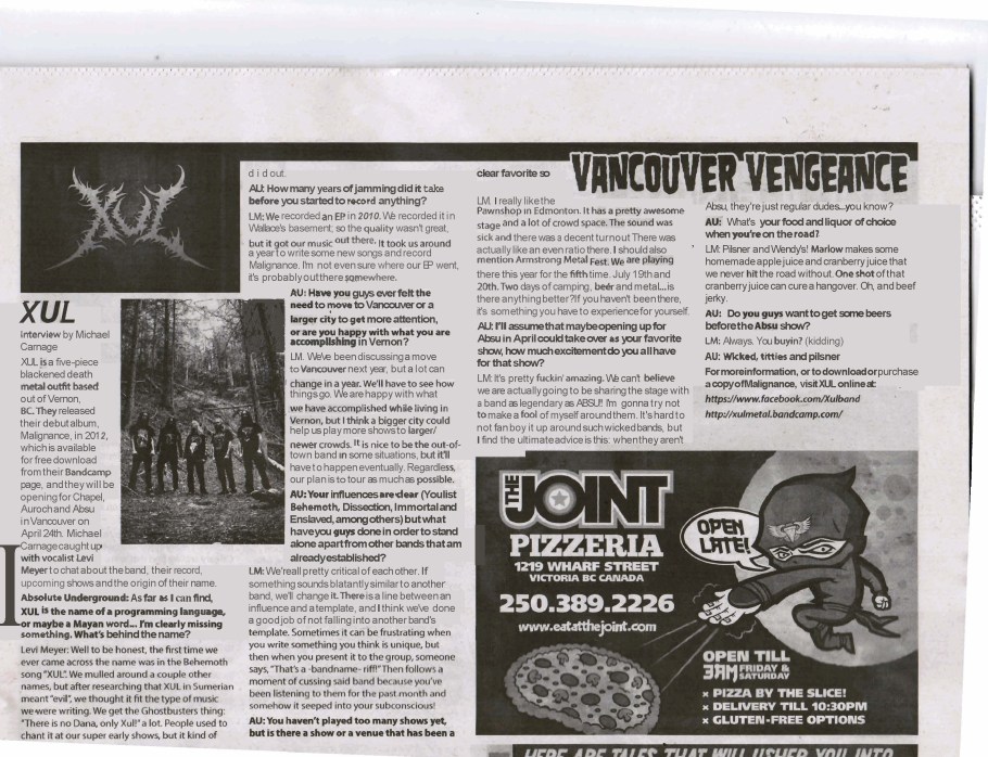 April - May 2013 - Absolute Underground - Interview - XUL