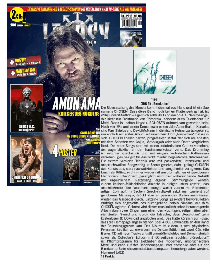 March 2013 - Legacy - Germany - Chosen Review