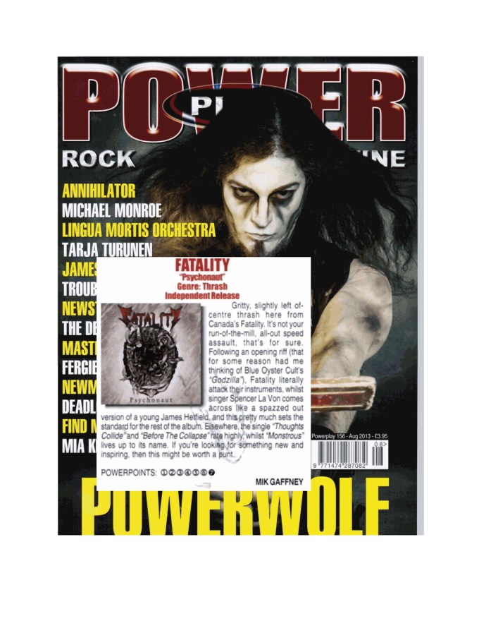 August 2013 - Powerplay Mag - Review - Fatality