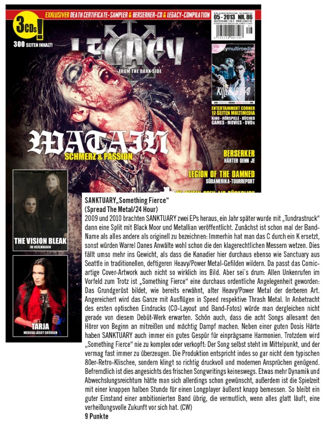 Legacy - Review - Sanktuary - Something Fierce