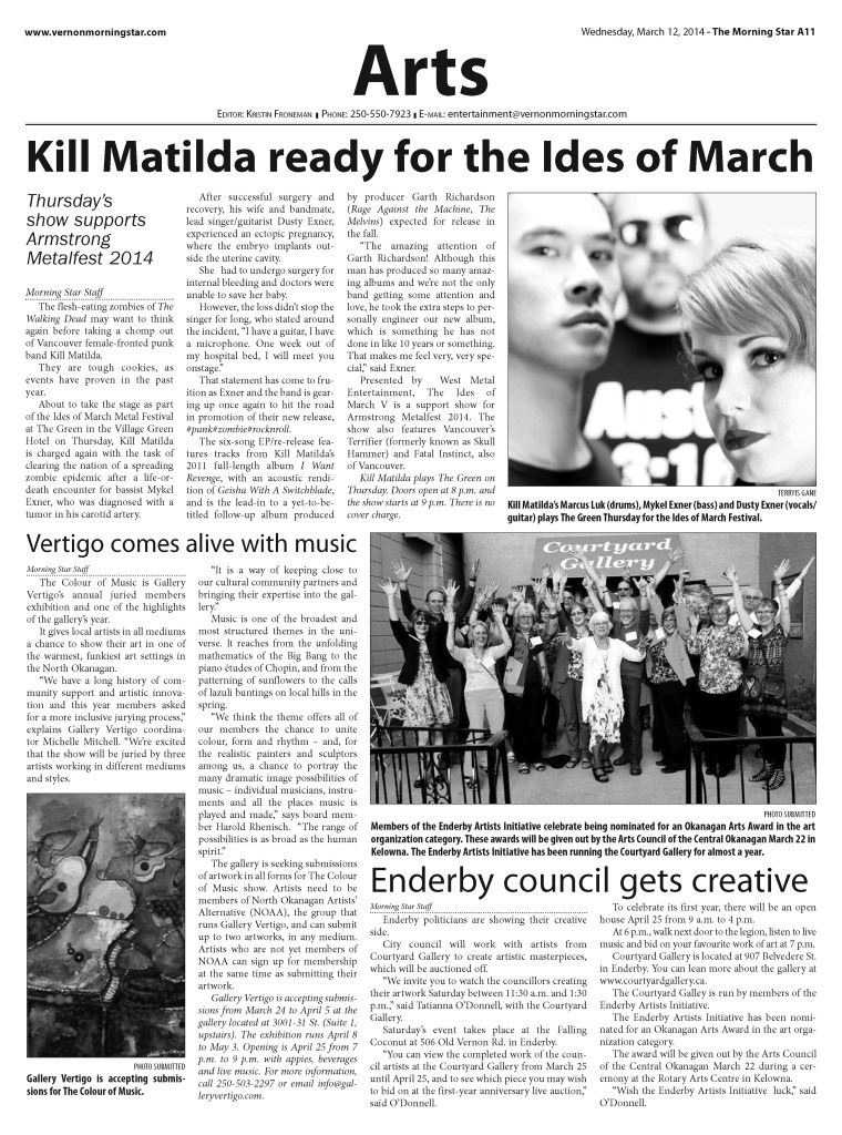 March 12 2014 - Vernon Morning Star - Kill Matilda