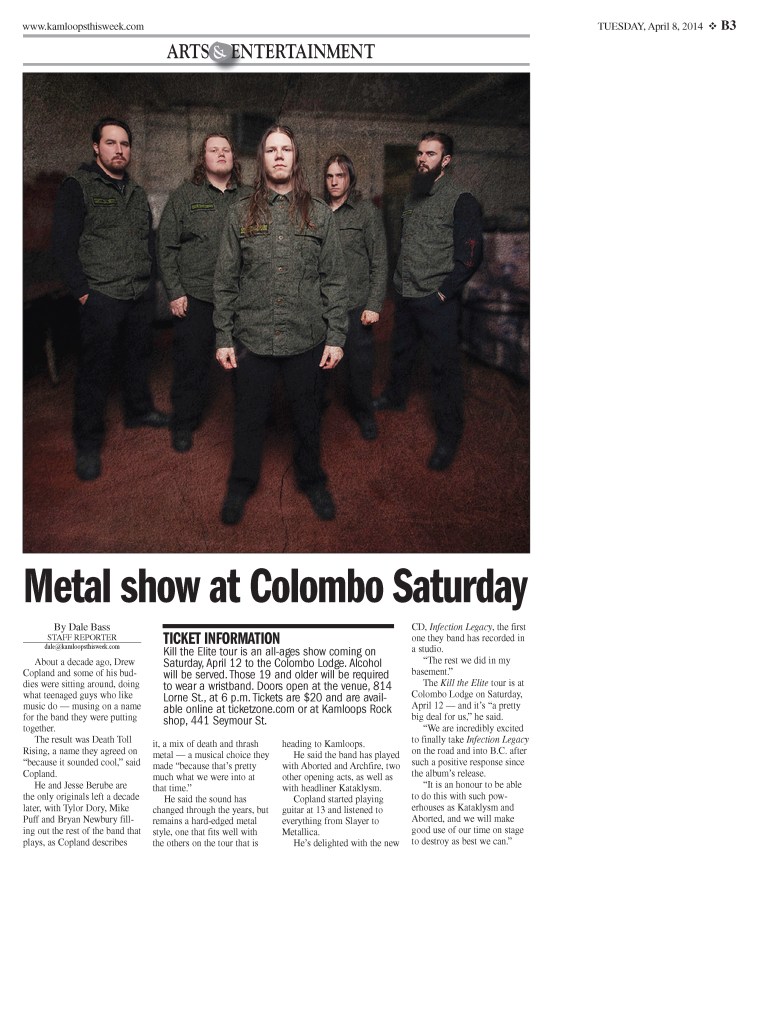 APRIL 8 2014 - KAMLOOPS THIS WEEK - - DEATH TOLL RISING