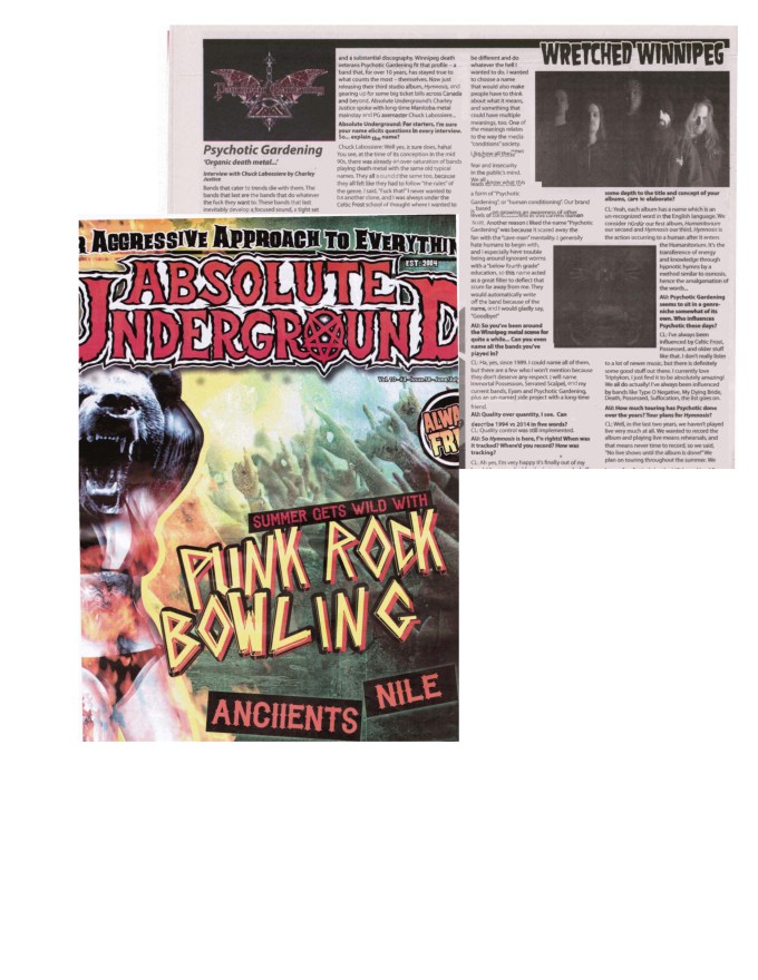 Psychotic Gardening - Absolute Underground Mag