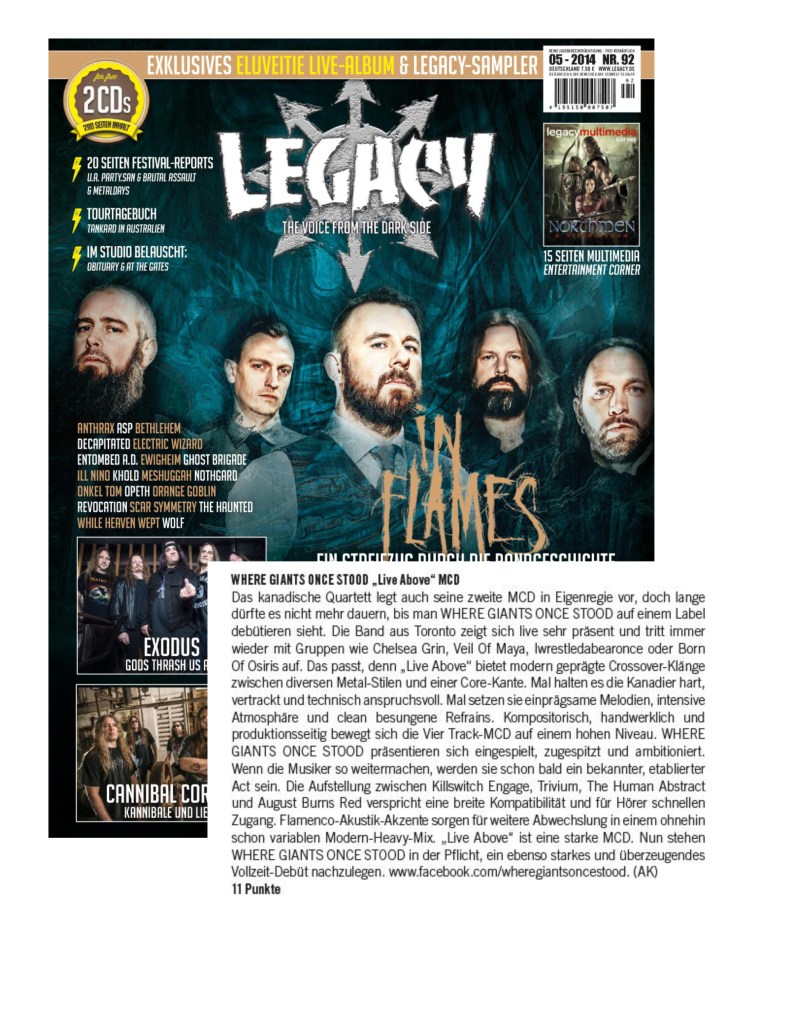 Legacy Magazine - Germany - WGOS - album review