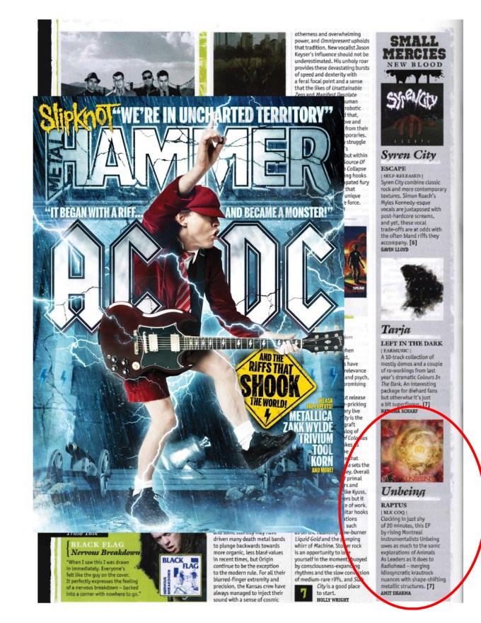 Sept 2014 - Metal Hammer Magazine - Unbeing - Review