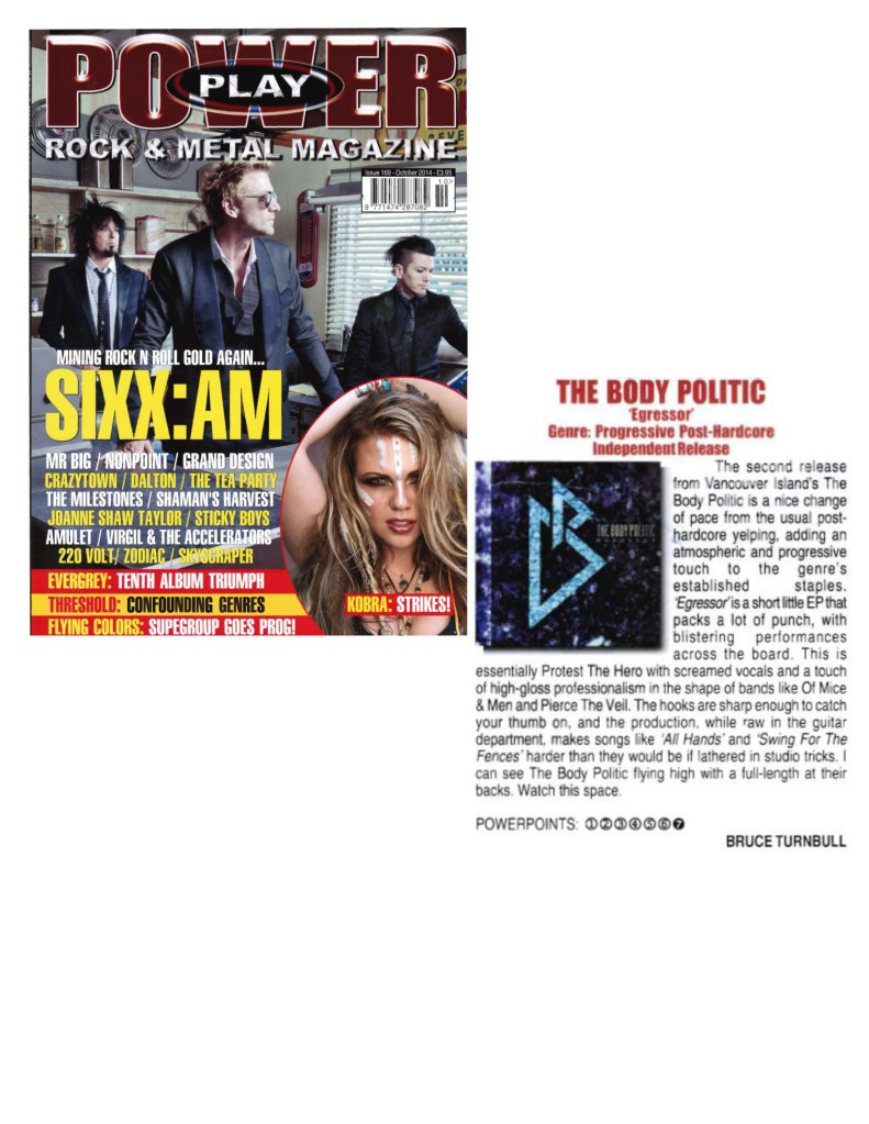 October 2014 - Power Play Mag UK - Issue # 169 - The Body Politic