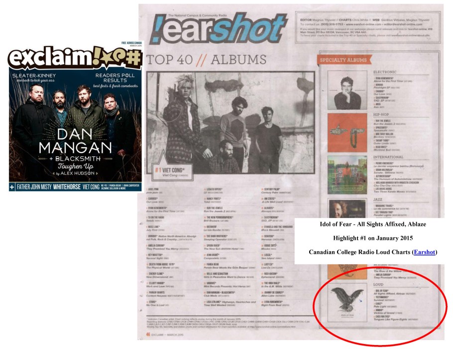 Exclaim - March 2015 - Idol of Fear Earshot Loud Charts