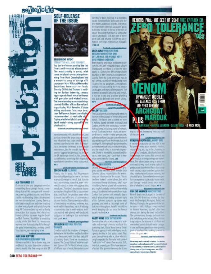 Zero Tolerance Mag UK # 63 - New Year 2015 - Kolony