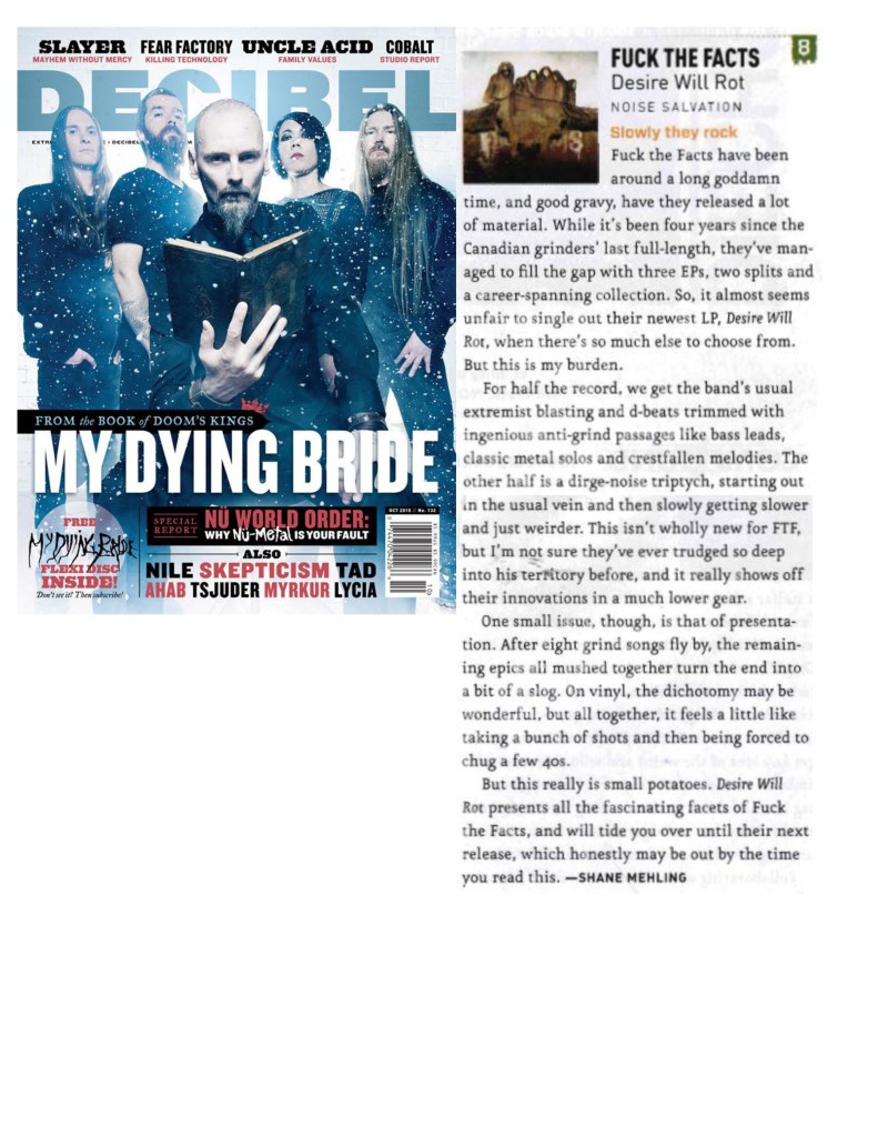 October 2015 - Decibel Mag - Fuck The Facts