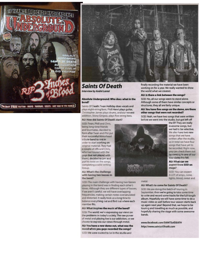 Absolute Underground Mag Oct-Nov 2015 - Saints of Death
