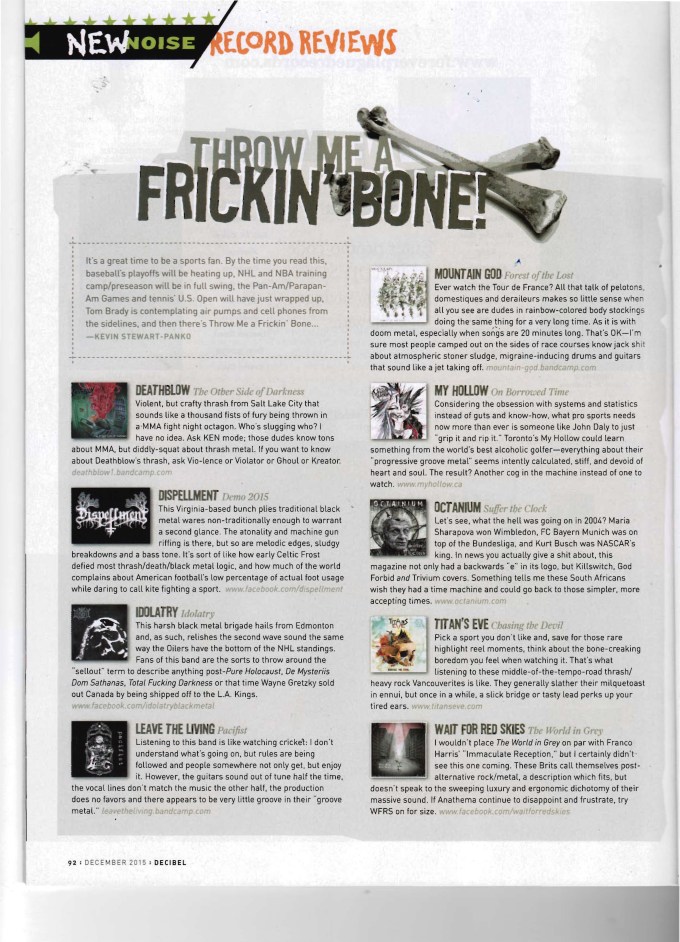 Decibel scan Leave The Living - Titans Eve