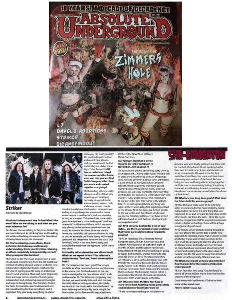 Asbolute Underground Mag - Dec2015-Jan2016 - Striker - print