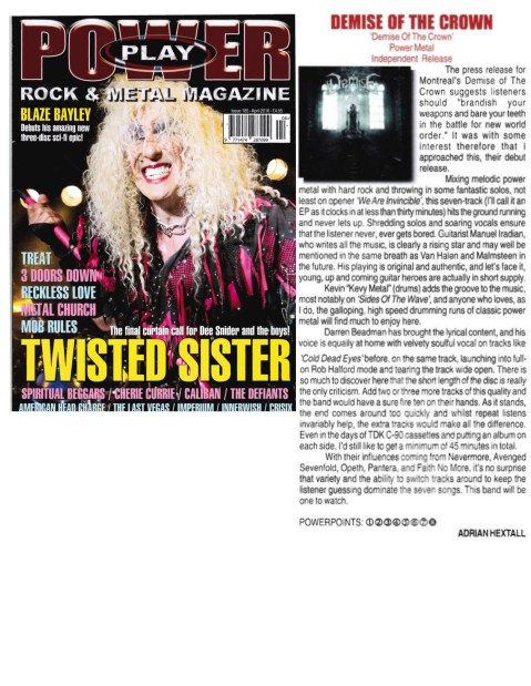 April 2016 - Powerplay Mag UK - Demise of The Crown - review